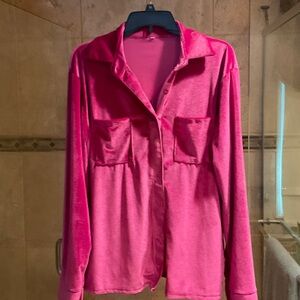 Vibrant Fuchsia Velvet Blouse